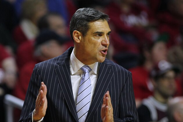 PHILADELPHIA, PA - FEBRUARY 17: Head coach Jay Wright of the Villanova Wildcats signals to his team during the secondhalf against the Temple Owls in an NCAA college basketball game on February 17, 2016 at the Liacouras Center in Philadelphia, Pennsylvania. Villanova defeated Temple 83-67. (Photo by Rich Schultz /Getty Images)