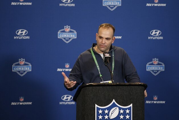 Jacksonville Jaguars general manager David Caldwell responds to a question during a news conference at the NFL football scouting combine Thursday, Feb. 25, 2016, in Indianapolis. (AP Photo/Darron Cummings)