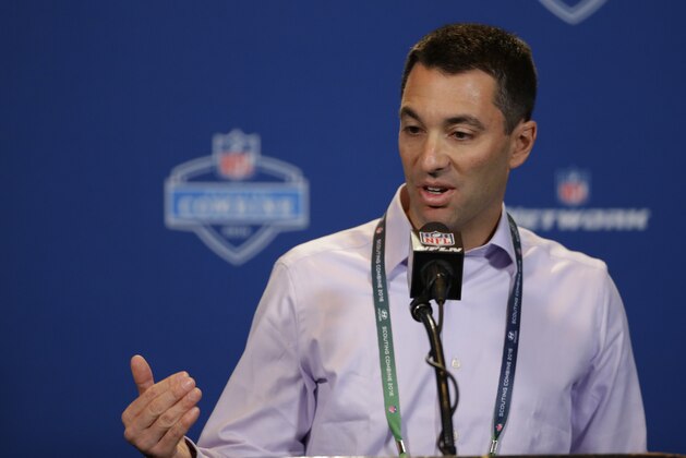 San Diego Chargers general manager Tom Telesco speaks during a press conference at the NFL football scouting combine in Indianapolis, Thursday, Feb. 25, 2016. (AP Photo/Michael Conroy)