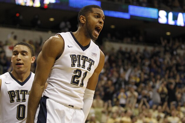 PITTSBURGH, PA - FEBRUARY 28:  Sheldon Jeter #21 of the Pittsburgh Panthers celebrates after a dunk on a break during the game against the Duke Blue Devils at Petersen Events Center on February 28, 2016 in Pittsburgh, Pennsylvania.  (Photo by Justin K. Aller/Getty Images)