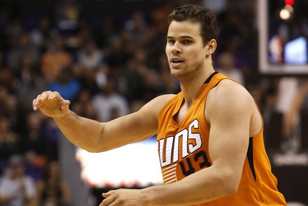 Phoenix Suns forward Kris Humphries (43) in the third quarter during an NBA basketball game against the Houston Rockets, Friday, Feb. 19, 2016, in Phoenix. The Rockets defeated the Suns 116-100. (AP Photo/Rick Scuteri)