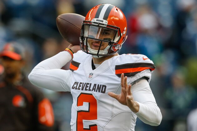 SEATTLE, WA - DECEMBER 20: Quarterback Johnny Manziel #2 of the Cleveland Browns warms up prior to the game against the Seattle Seahawks at CenturyLink Field on December 20, 2015 in Seattle, Washington. (Photo by Otto Greule Jr/Getty Images)