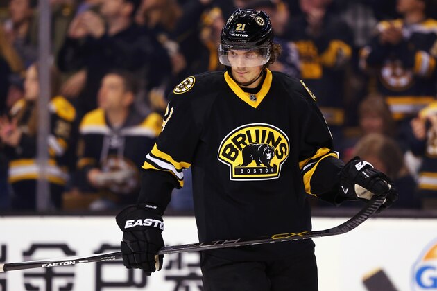 BOSTON, MA - FEBRUARY 28:  Loui Eriksson #21 of the Boston Bruins looks on during the second period against the Tampa Bay Lightning  at TD Garden on February 28, 2016 in Boston, Massachusetts.  (Photo by Maddie Meyer/Getty Images)