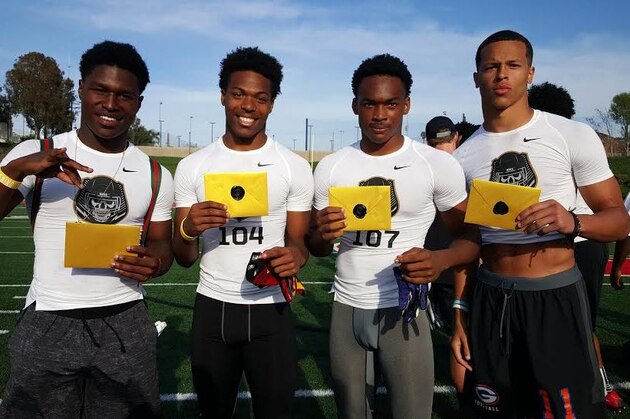 Of the 10 athletes to earn invitations to The Opening finals this summer in Oregon, four were defensive backs. Pictured, from left, are Darnay Holmes, Thomas Graham Jr., Deommodore Lenoir and Bubba Bolden.