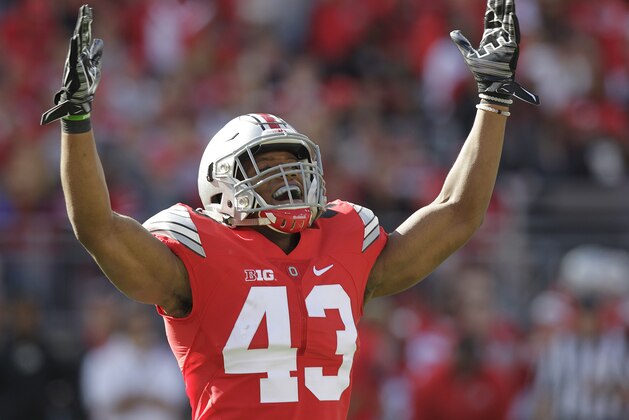 Ohio State linebacker Darron Lee plays against Hawaii during an NCAA college football game Saturday, Sept. 12, 2015, in Columbus, Ohio. (AP Photo/Jay LaPrete)