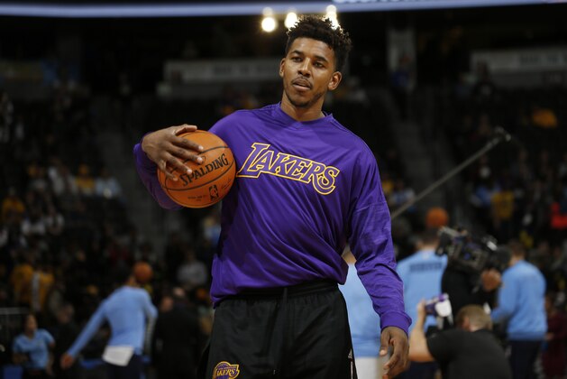 Los Angeles Lakers forward Nick Young (0) in the first half of an NBA basketball gameTuesday, Dec. 22, 2015, in Denver. (AP Photo/David Zalubowski) Los Angeles Lakers forward Nick Young (0) in the first half of an NBA basketball gameTuesday, Dec. 22, 2015, in Denver. (AP Photo/David Zalubowski)