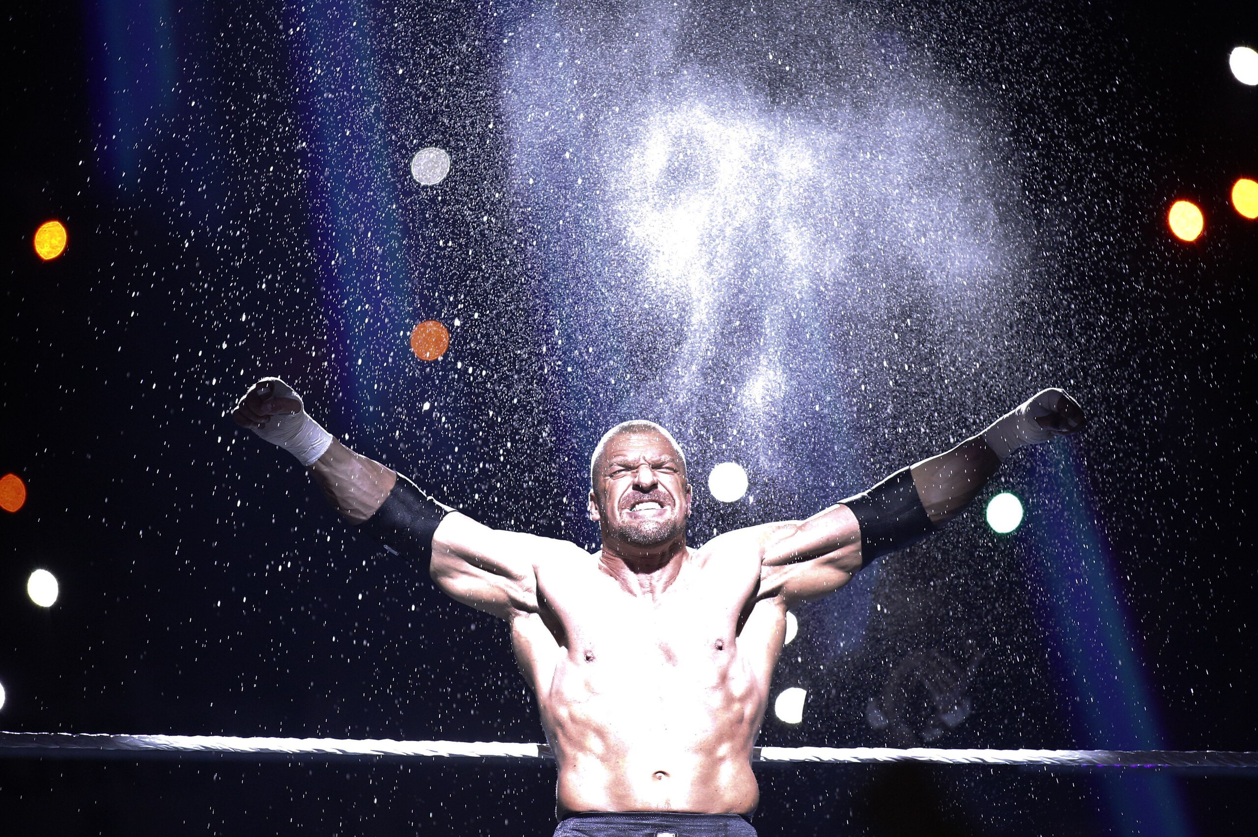 Triple H enters the ring during Wrestlemania XXX at the Mercedes-Benz Super Dome in New Orleans on Sunday, April 6, 2014. (Jonathan Bachman/AP Images for WWE)
