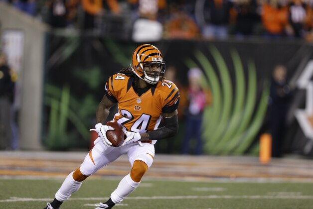 Cincinnati Bengals cornerback Adam Jones (24) in the first half of an NFL football game against the Houston Texans in Cincinnati, Monday, Nov. 16, 2015. (AP Photo/Michael Conroy)