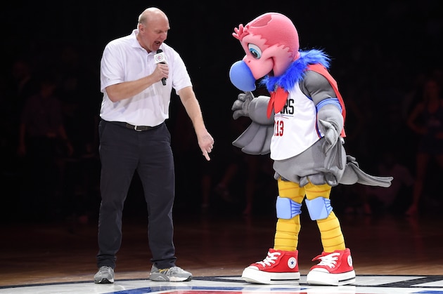 Los Angeles Clippers owner Steve Ballmer introduces their new mascot, a California Condor named Chuck, during halftime of an NBA basketball game between the Clippers and the Brooklyn Nets, Monday, Feb. 29, 2016, in Los Angeles. (AP Photo/Mark J. Terrill) Los Angeles Clippers owner Steve Ballmer introduces their new mascot, a California Condor named Chuck, during halftime of an NBA basketball game between the Clippers and the Brooklyn Nets, Monday, Feb. 29, 2016, in Los Angeles. (AP Photo/Mark J. Terrill)