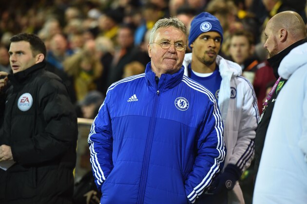 Chelsea's Dutch interim manager Guus Hiddink arrives for the English Premier League football match between Norwich City and Chelsea at Carrow Road in Norwich, eastern England, on March 1, 2016.

 / AFP / BEN STANSALL / RESTRICTED TO EDITORIAL USE. No use with unauthorized audio, video, data, fixture lists, club/league logos or 'live' services. Online in-match use limited to 75 images, no video emulation. No use in betting, games or single club/league/player publications.  / RESTRICTED TO EDITORIAL USE. NO USE WITH UNAUTHORIZED AUDIO, VIDEO, DATA, FIXTURE LISTS, CLUB/LEAGUE LOGOS OR 'LIVE' SERVICES. ONLINE IN-MATCH USE LIMITED TO 75 IMAGES, NO VIDEO EMULATION. NO USE IN BETTING, GAMES OR SINGLE CLUB/LEAGUE/PLAYER PUBLICATIONS.        (Photo credit should read BEN STANSALL/AFP/Getty Images)