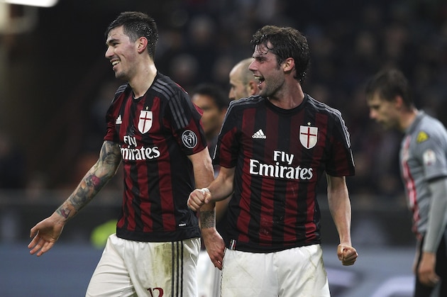 MILAN, ITALY - MARCH 01: Alessio Romagnoli (L) of AC Milan celebrates his second goal during the TIM Cup match between AC Milan and US Alessandria at Stadio Giuseppe Meazza on March 1, 2016 in Milan, Italy. (Photo by Marco Luzzani/Getty Images) MILAN, ITALY - MARCH 01: Alessio Romagnoli (L) of AC Milan celebrates his second goal during the TIM Cup match between AC Milan and US Alessandria at Stadio Giuseppe Meazza on March 1, 2016 in Milan, Italy. (Photo by Marco Luzzani/Getty Images)