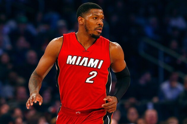 NEW YORK, NY - FEBRUARY 28:  (NEW YORK DAILIES OUT)    Joe Johnson #2 of the Miami Heat in action against the New York Knicks at Madison Square Garden on February 29, 2016 in New York City. The Heat defeated the Knicks 98-81.  NOTE TO USER: User expressly acknowledges and agrees that, by downloading and/or using this Photograph, user is consenting to the terms and conditions of the Getty Images License Agreement.  (Photo by Jim McIsaac/Getty Images)