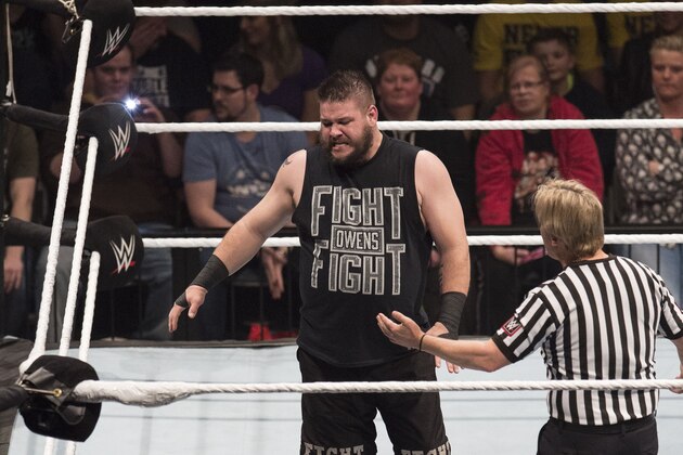 COLOGNE, GERMANY - FEBRUARY 11: Kevin Owens competes in the ring against Dolph Ziggler at the Road to WrestleMania at the Lanxess Arena on February 11, 2016 in Cologne, Germany. (Photo by Marc Pfitzenreuter/Getty Images)