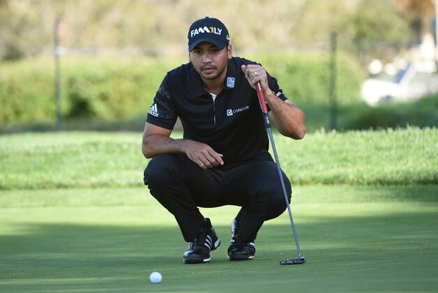 February 14, 2016; Pebble Beach, CA, USA; Jason Day lines up his putt on the second hole during the final round of the AT&T Pebble Beach National Pro-Am at Pebble Beach Golf Links. Mandatory Credit: Kyle Terada-USA TODAY Sports