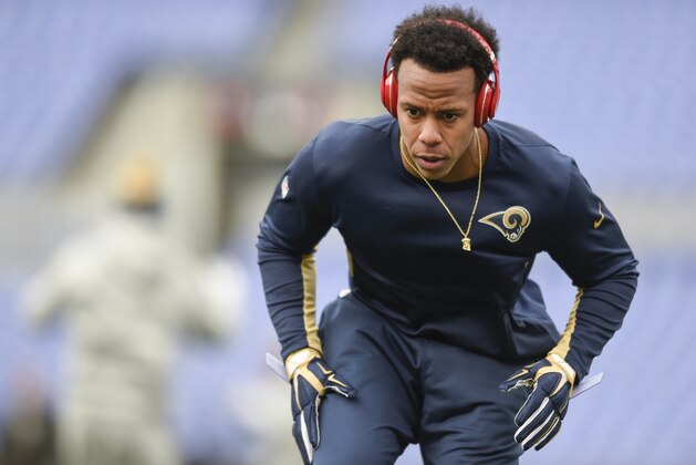 St. Louis Rams cornerback Trumaine Johnson (22) warms up before an NFL football game against the Baltimore Ravens in Baltimore, Sunday, Nov. 22, 2015. (AP Photo/Gail Burton)