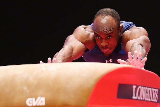GLASGOW, SCOTLAND - NOVEMBER 01:  Donnell Whittenburg of United States competes on the vault during day ten of The World Artistic Gymnastics Championships at The SSE Hydro on November 01, 2015 in Glasgow, Scotland. (Photo by Ian MacNicol/Getty images)