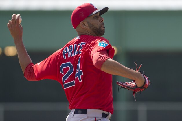 FT. MYERS, FL - FEBRUARY  25:  David Price #24 of the Boston Red Sox throws live batting practice on February 25, 2016  at Fenway South in Fort Myers, Florida . (Photo by Michael Ivins/Boston Red Sox/Getty Images)