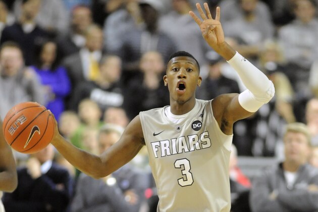 PROVIDENCE, RI - JANUARY 05:  Kris Dunn #3 of the Providence Friars drybbles up court during a college basketball game against the Marquette Golden Eagles at Dunkin' Donuts Center on January 5, 2016 in Providence, Rhode Island.  The Golden Eagles won 65-64.  (Photo by Mitchell Layton/Getty Images)