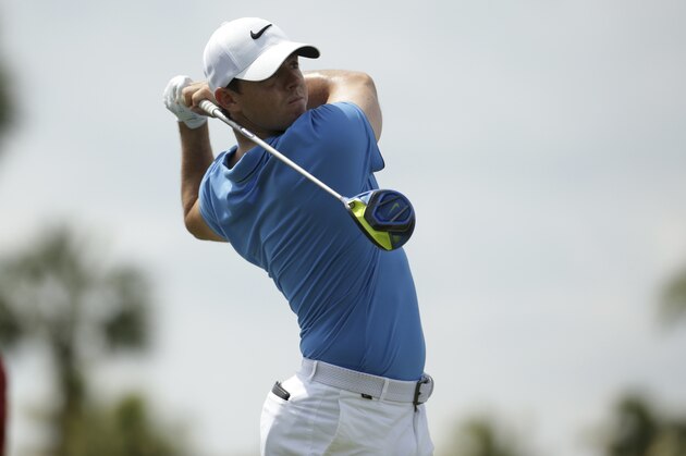 Rory McIlroy, of Northern Ireland, tees off on the third hole during the second round of the Cadillac Championship golf tournament, Friday, March 4, 2016, in Doral, Fla. (AP Photo/Lynne Sladky)