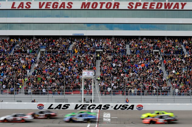 LAS VEGAS - FEBRUARY 27:  Brad Keselowski, driver of the #22 Discount Tire Ford, and Kevin Harvick, driver of the #33 Rheem Chevrolet, take the green flag as they lead the field to start the NASCAR Nationwide Series Sam's Town 300 at Las Vegas Motor Speedway on February 27, 2010 in Las Vegas, Nevada.  (Photo by Rusty Jarrett/Getty Images for NASCAR)