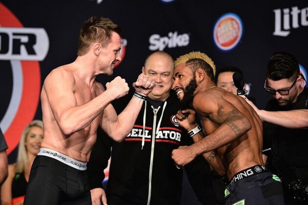 Joe Warren and Darrion Caldwell at Bellator 151 weigh-in.