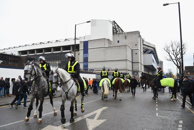 LONDON, ENGLAND - MARCH 05:  Mounted police patrol outside the stadium prior to the Barclays Premier League match between Tottenham Hotspur and Arsenal at White Hart Lane on March 5, 2016 in London, England.  (Photo by Shaun Botterill/Getty Images)