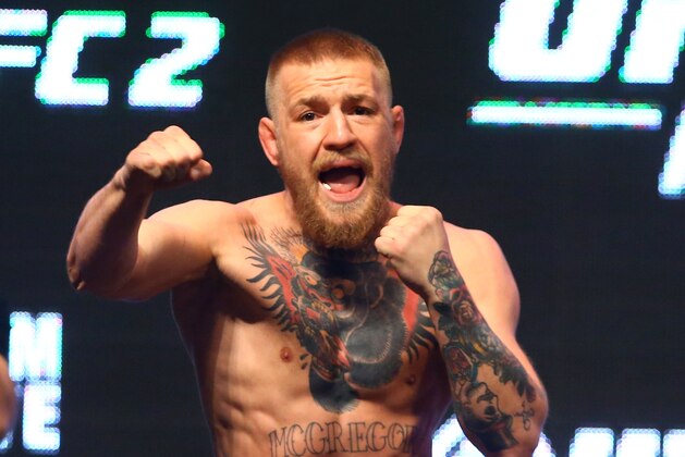 Mar 4, 2016; Las Vegas, NV, USA; Conor McGregor during weigh-ins for UFC 196 fight against Nate Diaz (not pictured) at MGM Grand Garden Arena. Mandatory Credit: Mark J. Rebilas-USA TODAY Sports