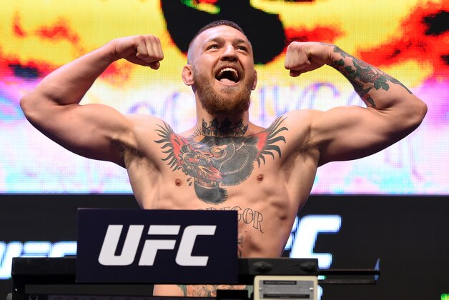 LAS VEGAS, NV - MARCH 04:  Conor McGregor of Ireland weighs in during the UFC 196 Weigh-in at the MGM Grand Garden Arena on March 4, 2016 in Las Vegas, Nevada. (Photo by Josh Hedges/Zuffa LLC/Zuffa LLC via Getty Images)