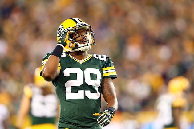 GREEN BAY, WI - SEPTEMBER 20:   Casey Hayward #29 of the Green Bay Packers reacts against the Seattle Seahawks during their game at Lambeau Field on September 20, 2015 in Green Bay, Wisconsin.  (Photo by Maddie Meyer/Getty Images)