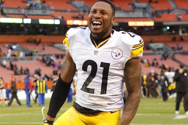 Pittsburgh Steelers defensive back Robert Golden celebrates after their NFL football game against the Cleveland Browns in Cleveland, Ohio Sunday, Jan. 3, 2016. (Winslow Townson/AP Images for Panini)