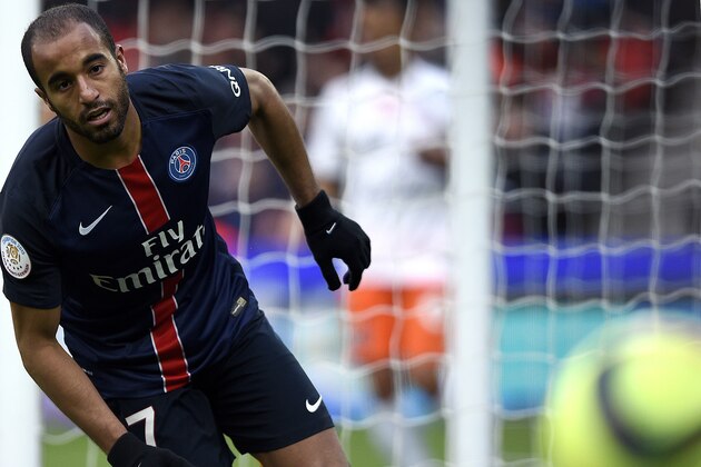 Paris Saint-Germain's Brazilian midfielder Lucas Moura eyes the ball during the French L1 football match between Paris Saint-Germain (PSG) and Montpellier (MHSC) on March 5, 2016, at the Parc des Princes stadium in Paris. AFP PHOTO / FRANCK FIFE / AFP / FRANCK FIFE        (Photo credit should read FRANCK FIFE/AFP/Getty Images)