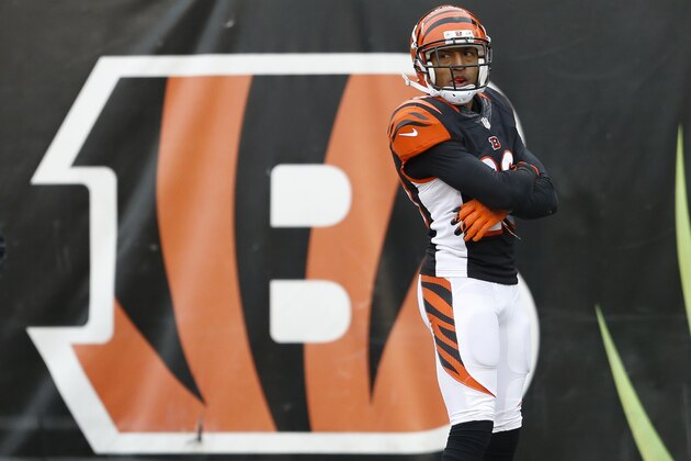 Cincinnati Bengals strong safety Leon Hall poses after scoring a touchdown on an interception in the second half of an NFL football game against the St. Louis Rams, Sunday, Nov. 29, 2015, in Cincinnati. (AP Photo/Gary Landers)