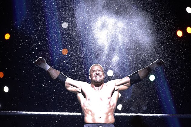 Triple H enters the ring during Wrestlemania XXX at the Mercedes-Benz Super Dome in New Orleans on Sunday, April 6, 2014. (Jonathan Bachman/AP Images for WWE)