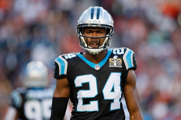 SANTA CLARA, CA - FEBRUARY 07:  Josh Norman #24 of the Carolina Panthers looks on during Super Bowl 50 against the Denver Broncos at Levi's Stadium on February 7, 2016 in Santa Clara, California.  (Photo by Ezra Shaw/Getty Images)