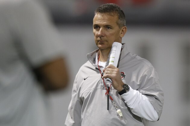 Ohio State head coach Urban Meyer during their Spring NCAA college football practice Tuesday, March 8, 2016, in Columbus, Ohio. (AP Photo/Jay LaPrete)