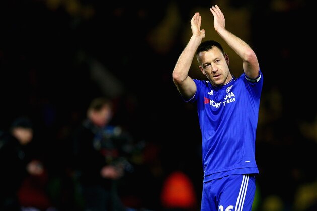 WATFORD, ENGLAND - FEBRUARY 03:  John Terry of Chelsea in action during the Barclays Premier League match between Watford and Chelsea at Vicarage Road on February 3, 2016 in Watford, England.  (Photo by Clive Mason/Getty Images)