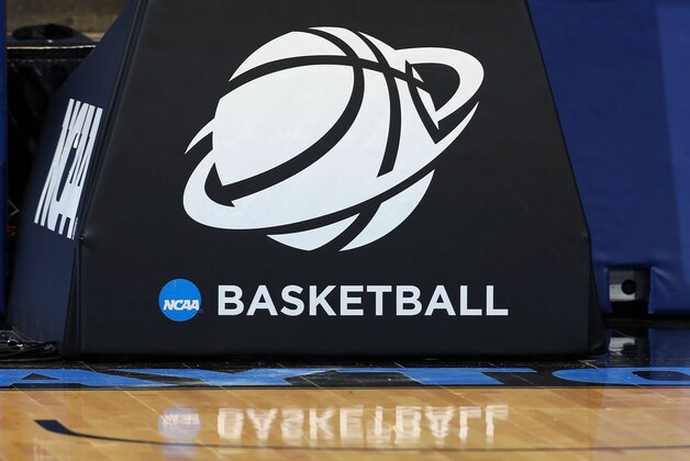 Mar 16, 2015; Dayton, OH, USA; General view of the NCAA basketball logo during Hampton practice at UD Arena. Mandatory Credit: Brian Spurlock-USA TODAY Sports