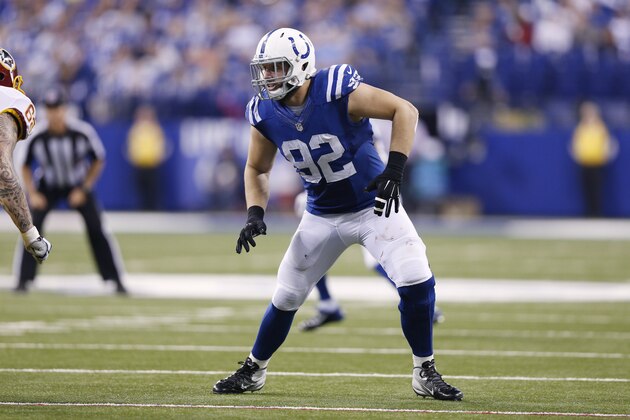 INDIANAPOLIS, IN - NOVEMBER 30: Bjoern Werner #92 of the Indianapolis Colts in action against the Washington Redskins during the game at Lucas Oil Stadium on November 30, 2014 in Indianapolis, Indiana. The Colts defeated the Redskins 49-27. (Photo by Joe Robbins/Getty Images)