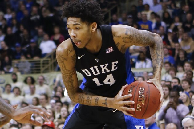 Duke's Brandon Ingram (14) plays in an NCAA college basketball game against Pittsburgh, Sunday, Feb. 28, 2016, in Pittsburgh. (AP Photo/Keith Srakocic)