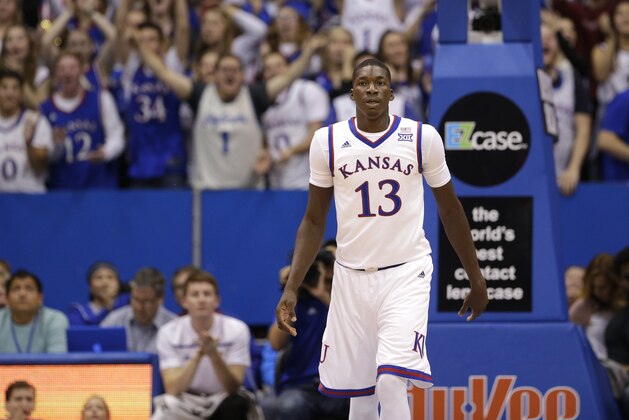 Kansas' Cheick Diallo during the second half of an NCAA college basketball game against Loyola Tuesday, Dec. 1, 2015, in Lawrence, Kan. Kansas won 94-61. (AP Photo/Charlie Riedel)