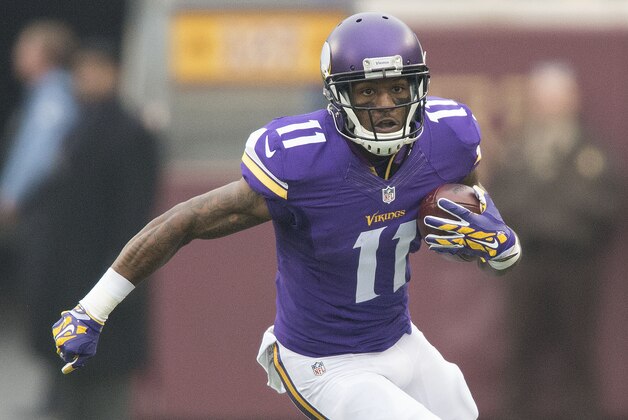 MINNEAPOLIS, MN - DECEMBER 6: Mike Wallace #11 of the Minnesota Vikings carries the ball during an NFL game against the Seattle Seahawks at TCF Bank Stadium December 6, 2015 in Minneapolis, Minnesota.  (Photo by Tom Dahlin/Getty Images)