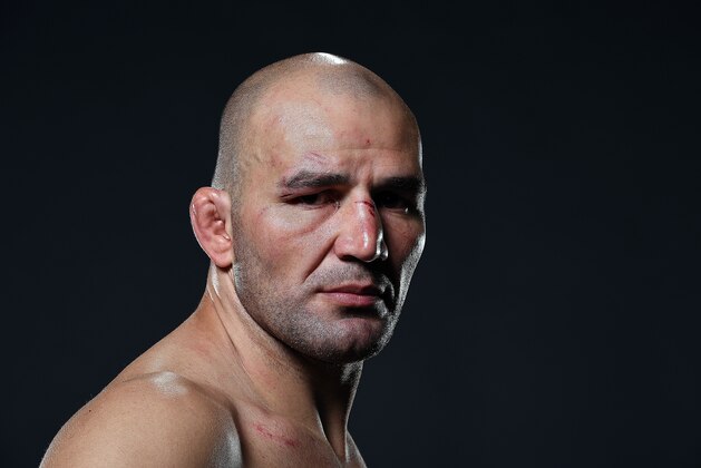 NASHVILLE, TN - AUGUST 08:  Glover Teixeira of Brazil poses for a post fight portrait backstage during the UFC Fight Night event at Bridgestone Arena on August 8, 2015 in Nashville, Tennessee.  (Photo by Mike Roach/Zuffa LLC/Zuffa LLC via Getty Images)