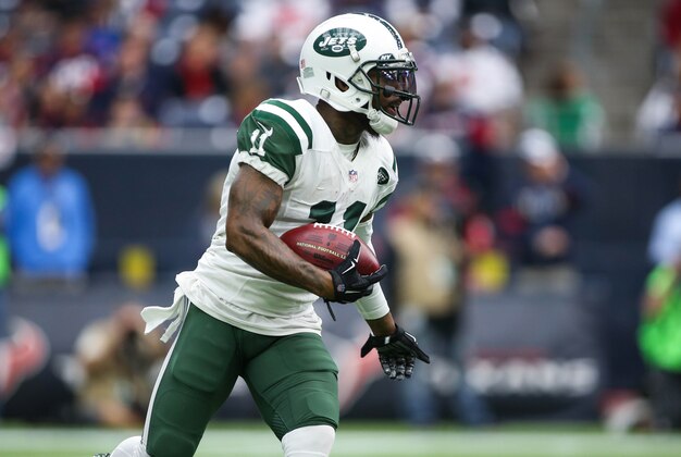 Nov 22, 2015; Houston, TX, USA; New York Jets wide receiver Jeremy Kerley (11) returns a kick during the game against the Houston Texans at NRG Stadium. Mandatory Credit: Troy Taormina-USA TODAY Sports
