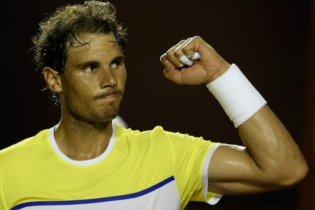 RIO DE JANEIRO, BRAZIL - FEBRUARY 18:  Rafael Nadal of Spain celebrates the victory against Nicolas Almagro of Spain during the Rio Open at Jockey Club Brasileiro on February 18, 2016 in Rio de Janeiro, Brazil.  (Photo by Buda Mendes/Getty Images)