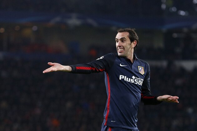 Diego Godin of Club Atletico de Madrid during the UEFA Champions League Round of 16, First leg match between PSV Eindhoven and Atletico Madrid on February 24, 2016 at the Philips stadium in Eindhoven, The Netherlands.(Photo by VI Images via Getty Images)