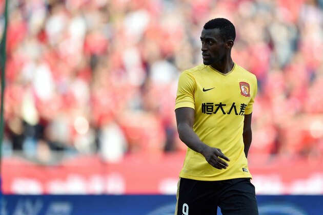 Jackson Martinez of Guangzhou Evergrande looks on during the Chinese Super League football match against Chongqing Lifan in Chongqing on March 6, 2016.         CHINA OUT    AFP PHOTO / AFP / STR / China OUT        (Photo credit should read STR/AFP/Getty Images)