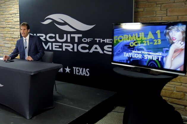 Circuit of the Americas President Bobby Epstein talks at a news conference where he announced the U.S. Grand Prix will run in 2016 after months of speculation that its financial struggles could scuttle Formula One's only race in the United States, Wednesday, March 9, 2016, in Austin, Texas. Epstein said the track will also host a Taylor Swift concert as part of race weekend. (AP Photo/Eric Gay) Circuit of the Americas President Bobby Epstein talks at a news conference where he announced the U.S. Grand Prix will run in 2016 after months of speculation that its financial struggles could scuttle Formula One's only race in the United States, Wednesday, March 9, 2016, in Austin, Texas. Epstein said the track will also host a Taylor Swift concert as part of race weekend. (AP Photo/Eric Gay)
