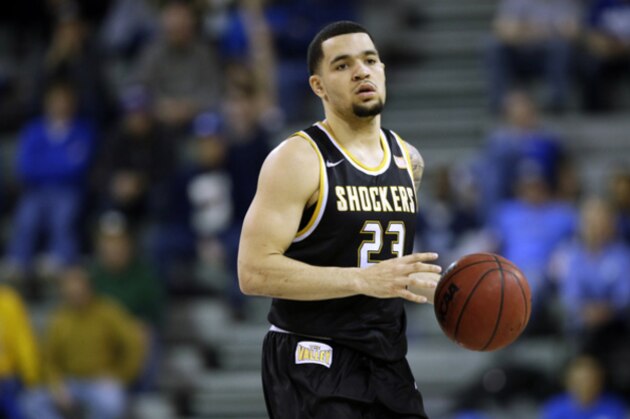 Wichita State guard Fred VanVleet drives up court during the second half of an NCAA college basketball game against Drake, Tuesday, Feb. 9, 2016, in Des Moines, Iowa. Wichita State won 74-48. (AP Photo/Charlie Neibergall)