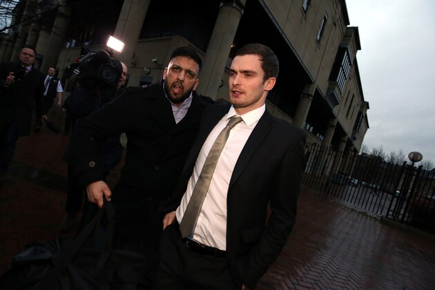 BRADFORD, ENGLAND - MARCH 02:  Footballer Adam Johnson leaves Bradford Crown Court on day fourteen of the trial where he was found guilty of one count of child sexual assault charges on March 2, 2016 in Bradford, England. The former Sunderland FC midfielder, 28, from Castle Eden, County Durham, had already admitted one charge of sexual activity with a child and one charge of child grooming.  (Photo by Nigel Roddis/Getty Images)