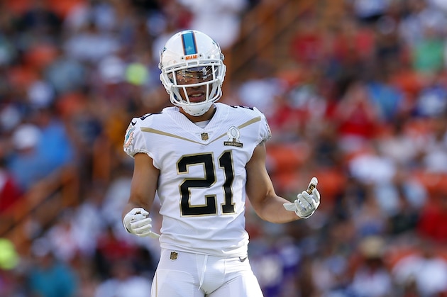 Miami Dolphins Brent Grimes (21) lines up during the NFL Pro Bowl football game, Sunday, Jan. 31, 2016, in Honolulu. (Jeff Haynes/AP Images for Panini) Miami Dolphins Brent Grimes (21) lines up during the NFL Pro Bowl football game, Sunday, Jan. 31, 2016, in Honolulu. (Jeff Haynes/AP Images for Panini)